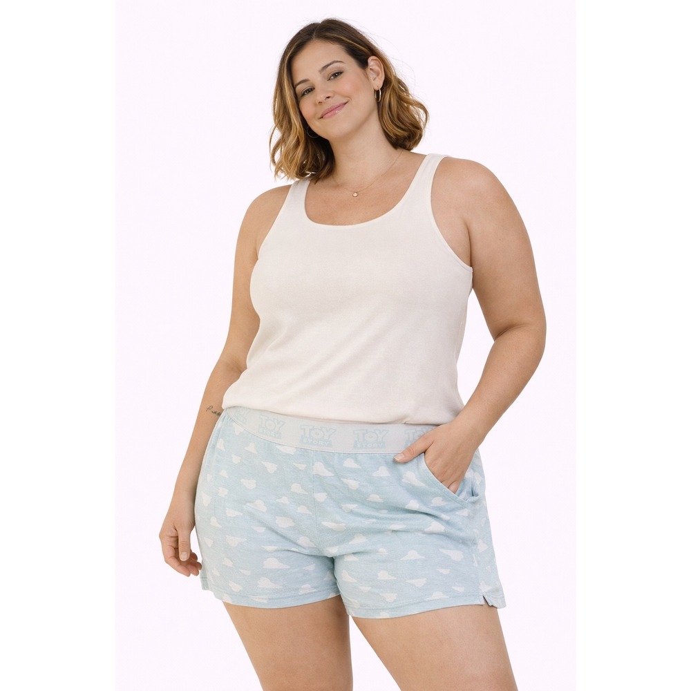 Toy‎ Story Pajama Shorts Women XL Blue Cloud Print Elastic Waist Lounge Disney